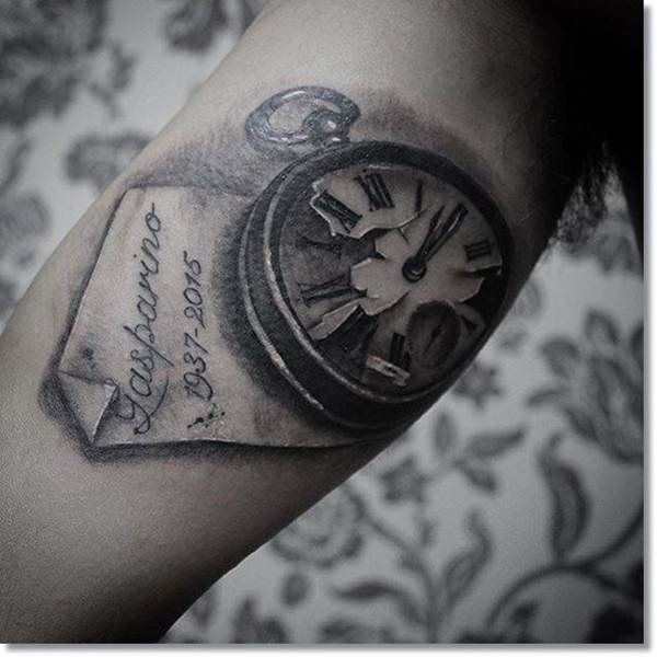 Pocket watch tattoos design, idea 55