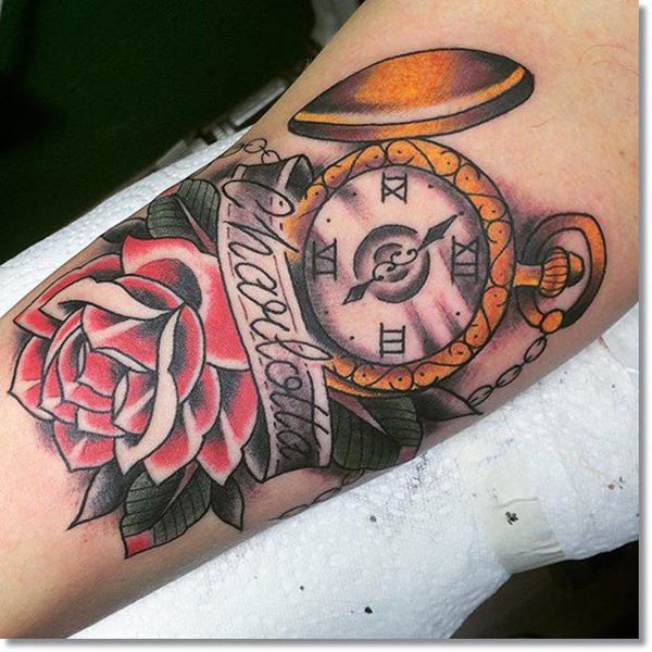 Pocket watch tattoos design, idea 58