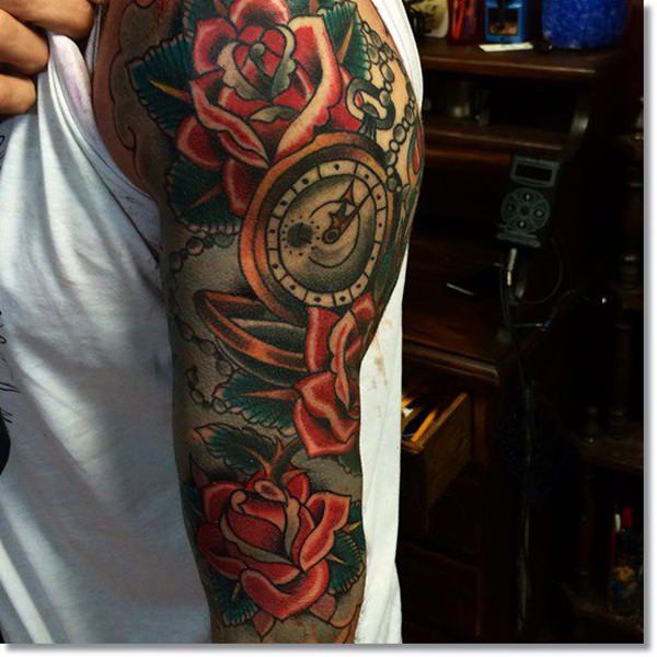 Pocket watch tattoos design, idea 59