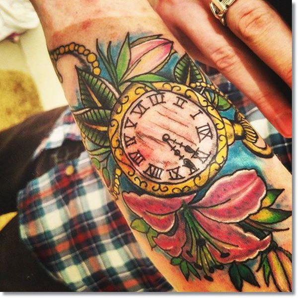 Pocket watch tattoos design, idea 60