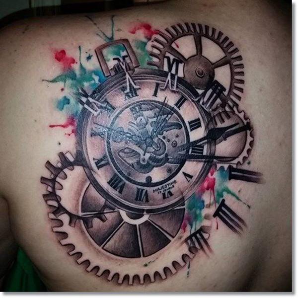 Pocket watch tattoos design, idea 64