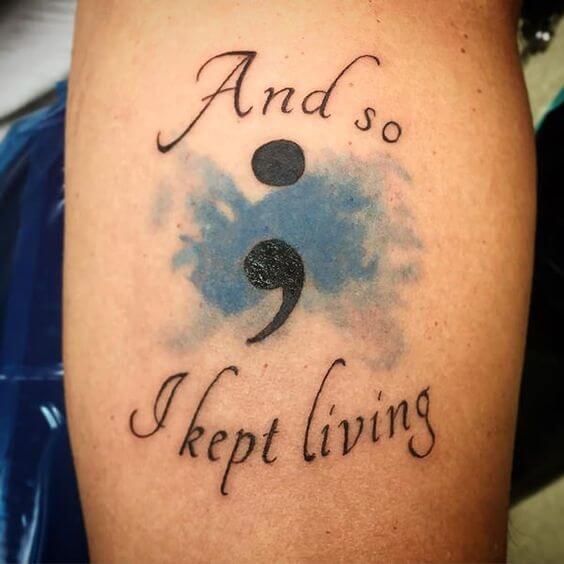 Semicolon tattoos design, idea 9