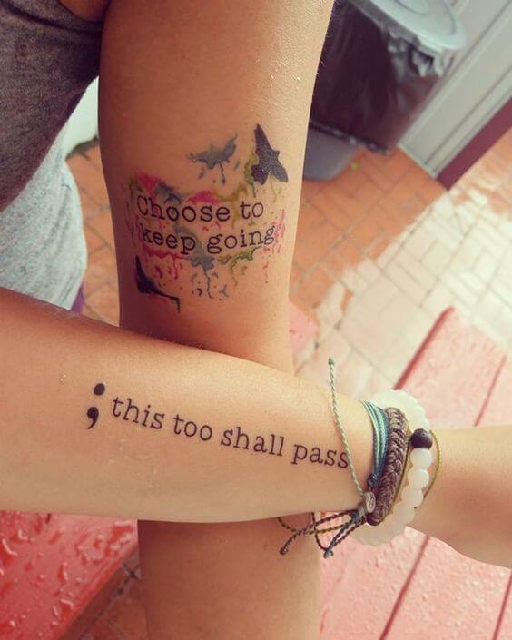 Semicolon tattoos design, idea 10