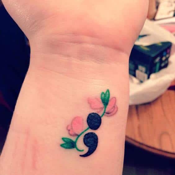 Semicolon tattoos design, idea 21
