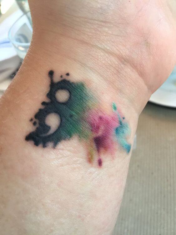 Semicolon tattoos design, idea 22
