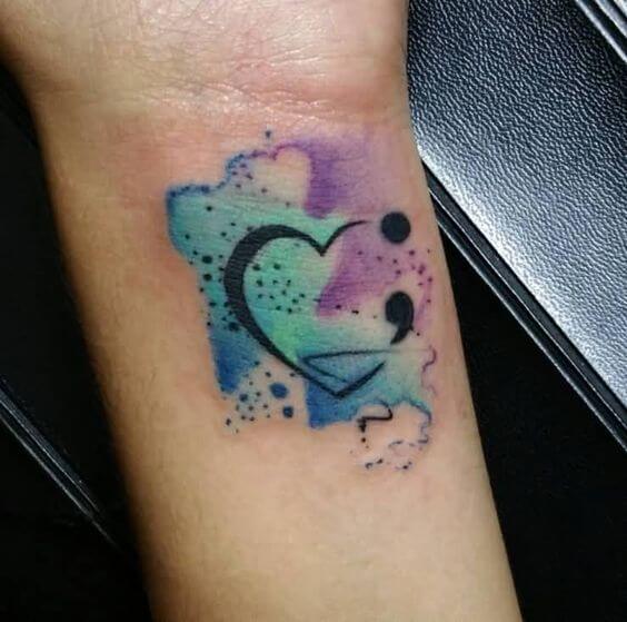 Semicolon tattoos design, idea 26