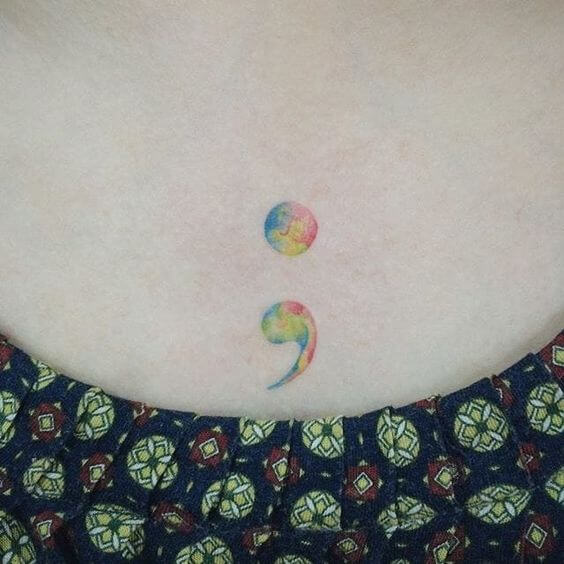 Semicolon tattoos design, idea 32