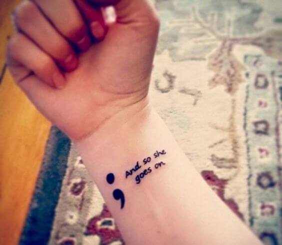 Semicolon tattoos design, idea 37