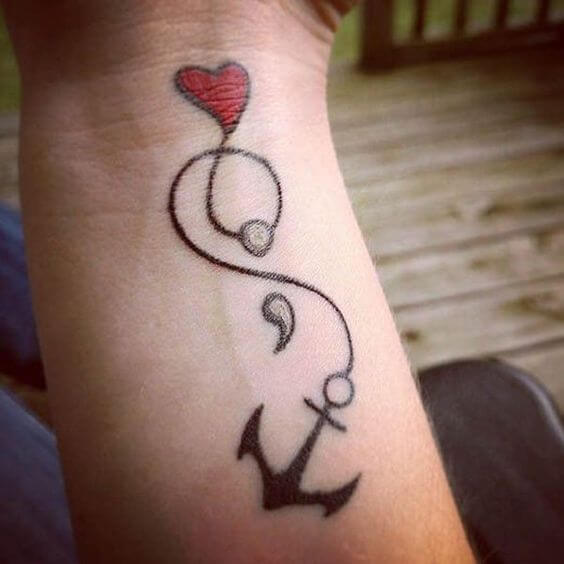Semicolon tattoos design, idea 43