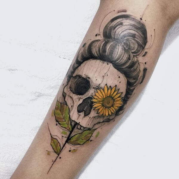 Sunflower tattoos design, idea 4