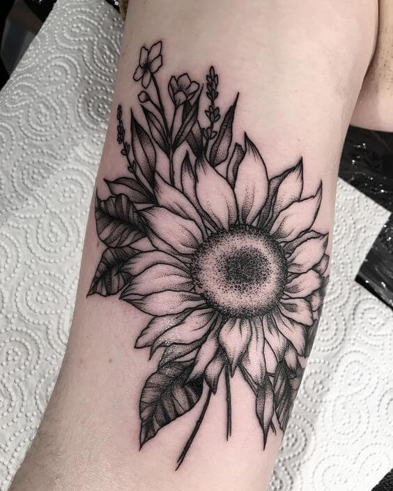 Sunflower tattoos design, idea 5