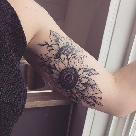 Sunflower tattoos design, idea 6