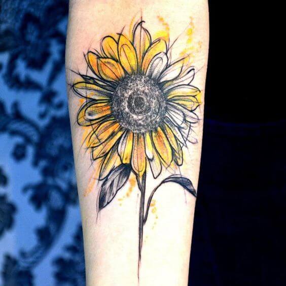 Sunflower tattoos design, idea 9