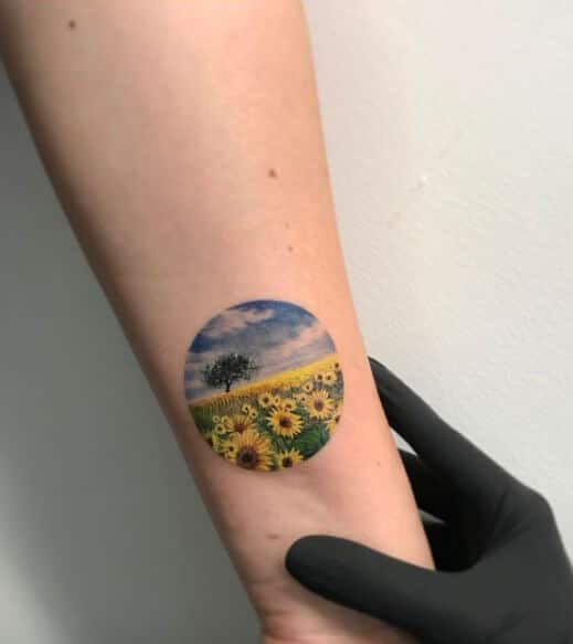 Sunflower tattoos design, idea 11