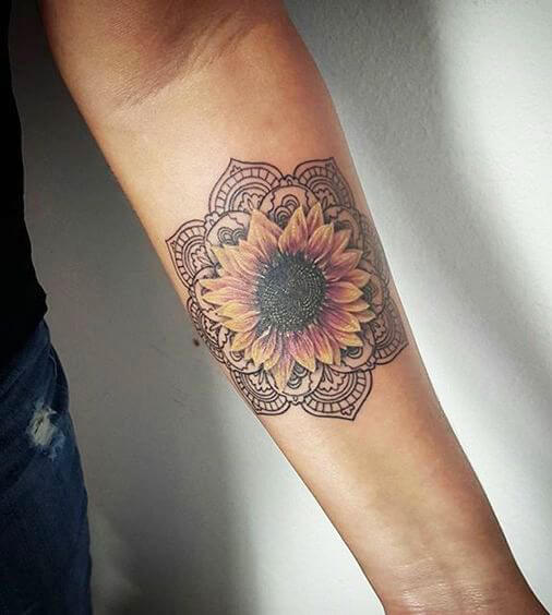 Sunflower tattoos design, idea 12
