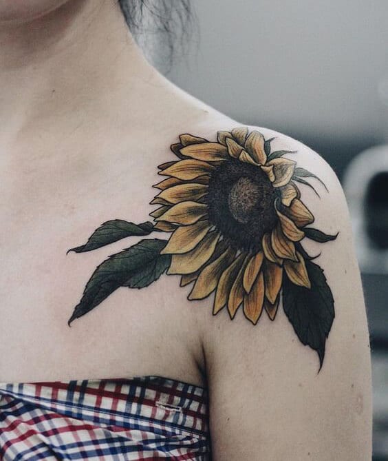 Sunflower tattoos design, idea 15