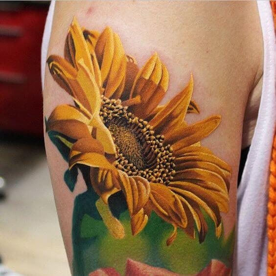 Sunflower tattoos design, idea 24