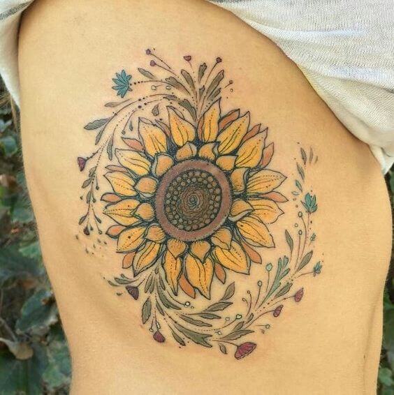 Sunflower tattoos design, idea 26