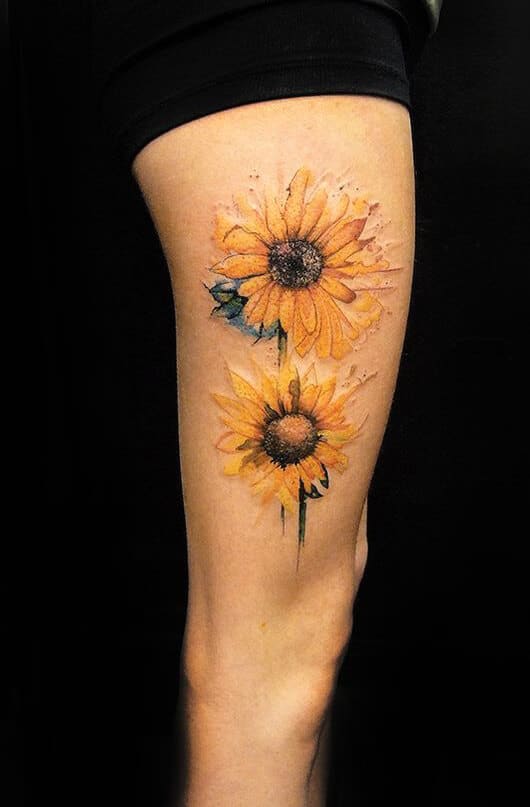 Sunflower tattoos design, idea 30