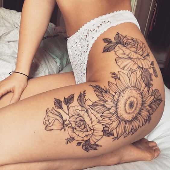 Sunflower tattoos design, idea 36