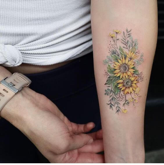 Sunflower tattoos design, idea 37