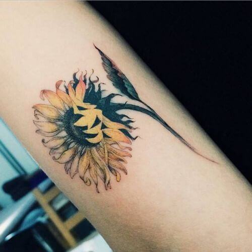 Sunflower tattoos design, idea 39