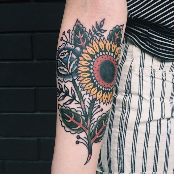 Sunflower tattoos design, idea 45