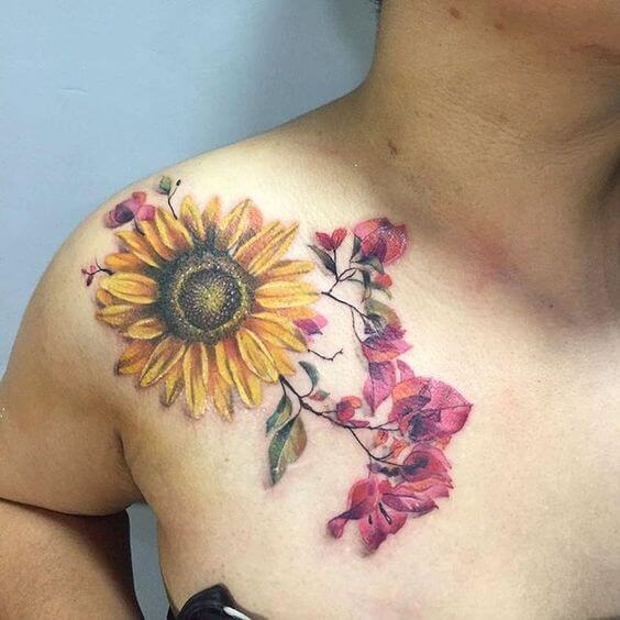 Sunflower tattoos design, idea 46