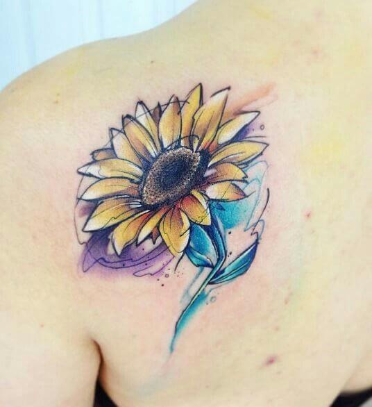 Sunflower tattoos design, idea 48