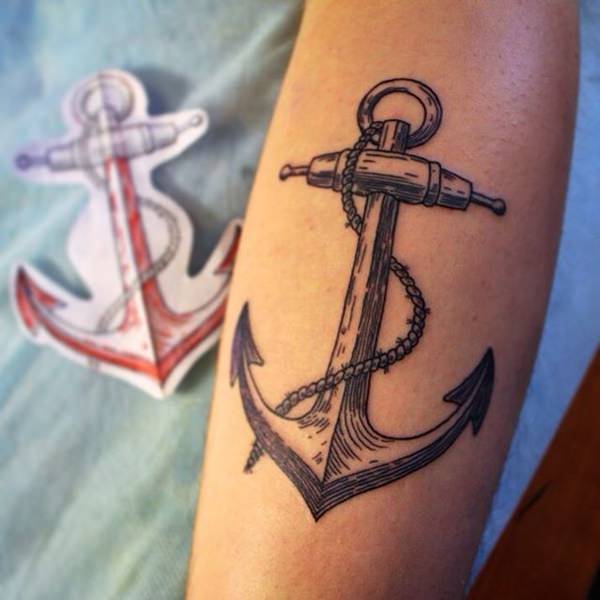Fine line style anchor tattoo on the forearm  Official Tumblr page for  Tattoofilter for Men and Women