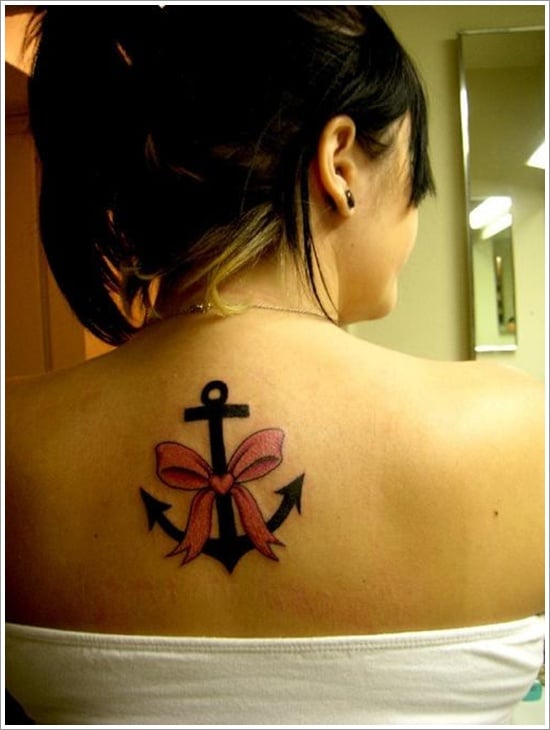 anchor back tattoos for women