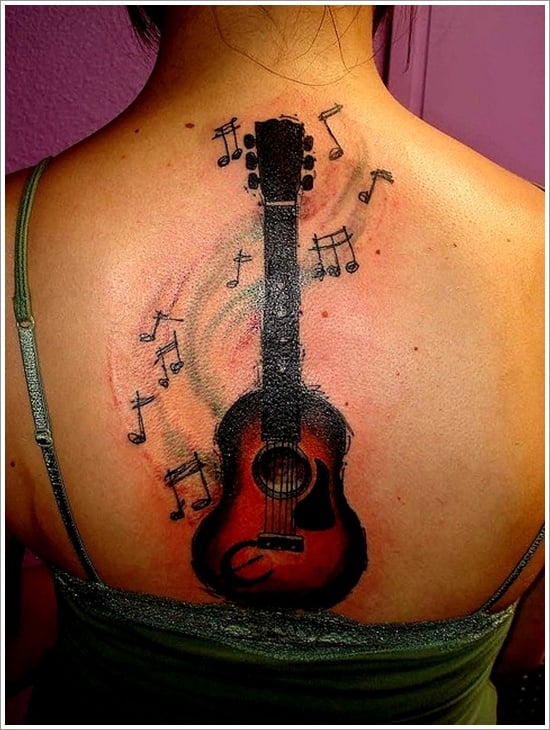 Stylized classical guitar retro guitar tattoo Vector Image