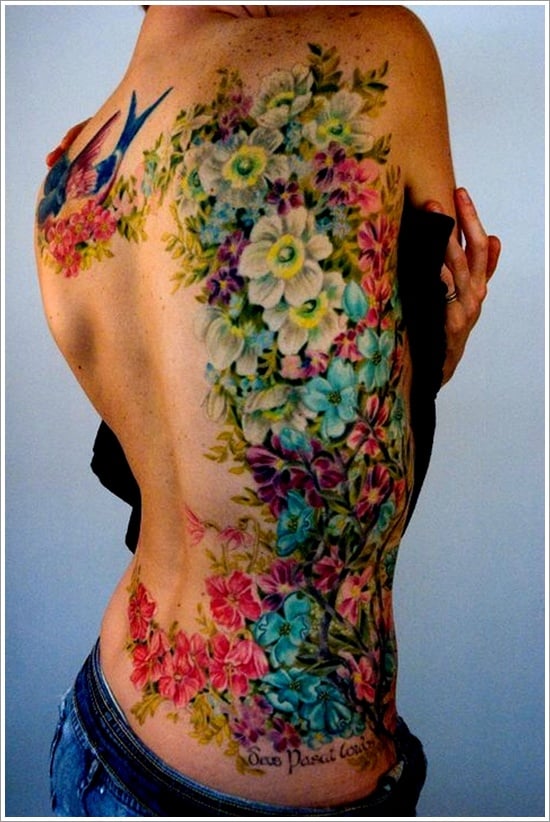 Goddess Orchid Tattoo On Right Back Shoulder