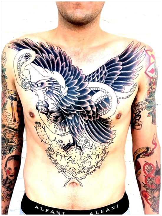 100 Vintage Black  White Eagle Chest Tattoo Design png  jpg 2023