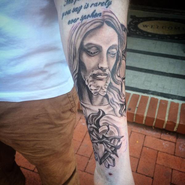 Right Forearm Jesus Tattoo