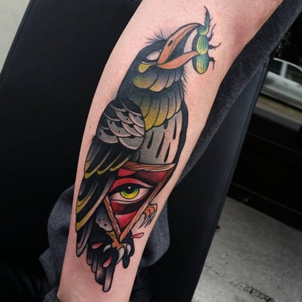 NeoTraditional Raven tattoo women at theYoucom