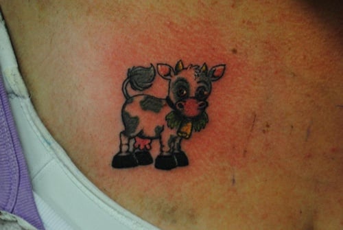 Got a cute little cow from a apprentice flash by Alyssa Gallegos at Foolish  Pride in St Petersburg FL  rtattoos