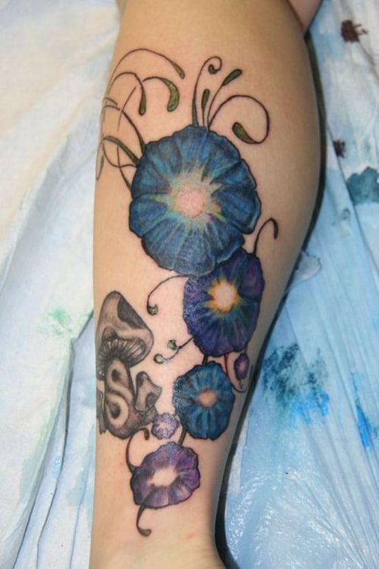 morning glory flower tattoo (16)