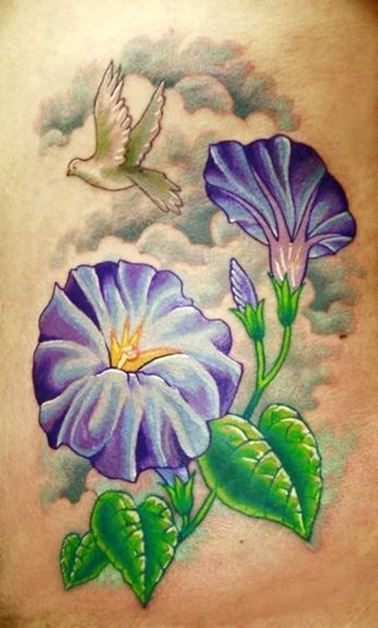 morning glories thank you Julia and im really sorry about this indoor  lighting situation through the winte  Birth flower tattoos Petunia tattoo  Vine tattoos