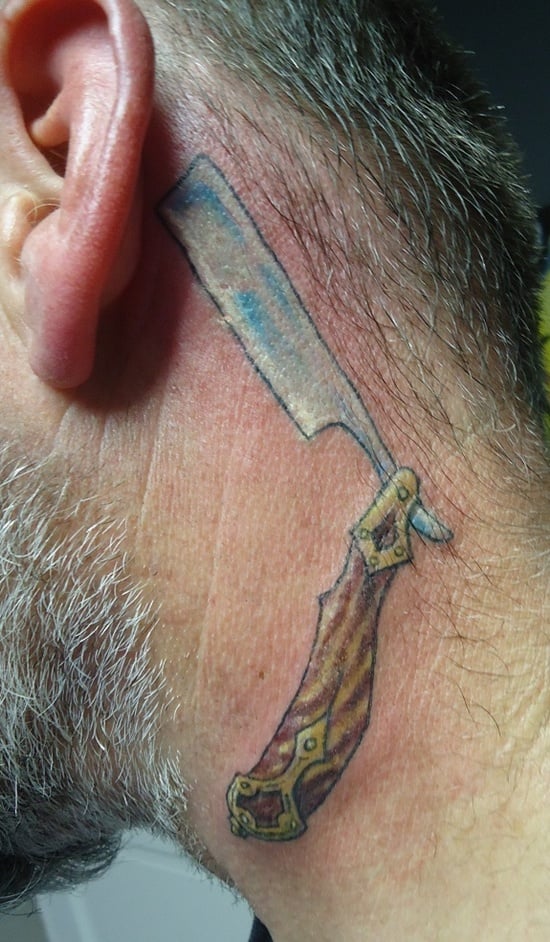 No Egrets Tattoo Studio  Straight razor with some flowers done by our