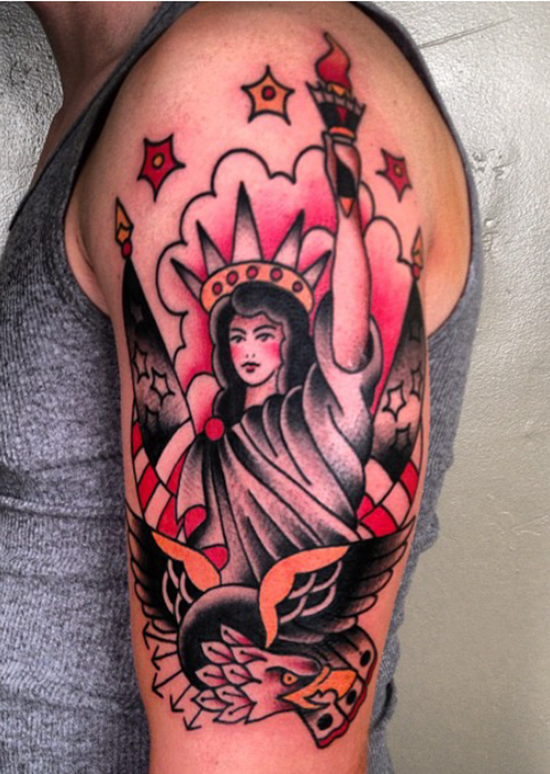 American Flag Statue of LIberty Tattoo  Halfsleeve America  Flickr