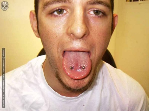 Tongue piercing male Tongue piercing