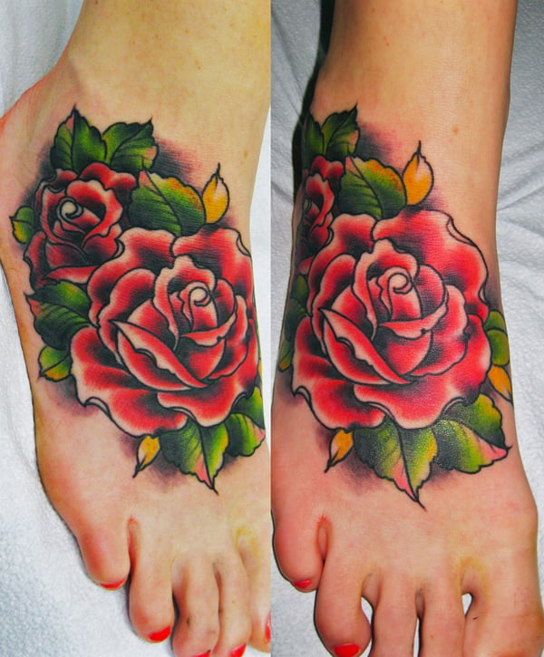 Naksh Tattoos  The traditional red rose tattoo symbolizes love and  passion A pink rose represents grace gratitude and affection while  purple roses have been used to symbolize royalty and enchantment  Universally