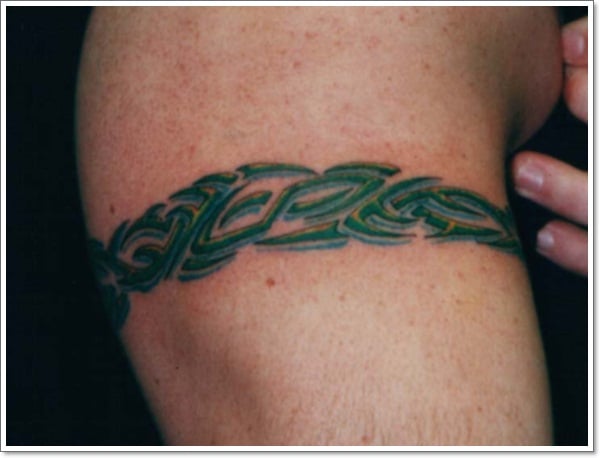 green-ink-tribal-armband-tattoo
