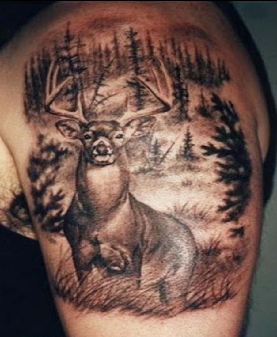 Deer Hunting Sleeve Tattoo Idea