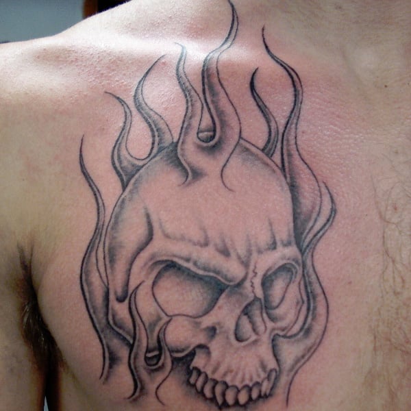 Flame Skull Tattoo  Tattoo for a week