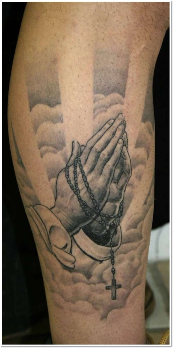 Praying hands tattoo on half sleeve by Lea Vendetta