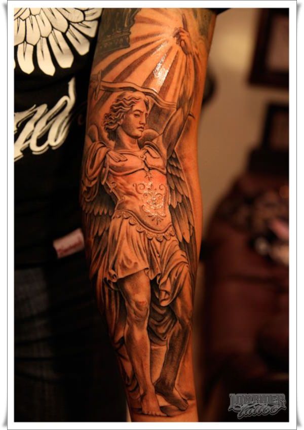 Archangel saint michael artist Dim at Blind reason tattoo in nyc  r tattoos