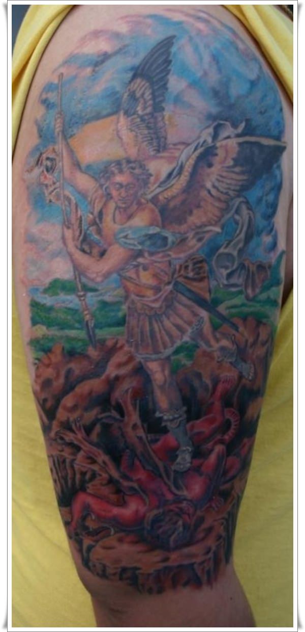 Check these incredible half sleeve St Michael tattoos