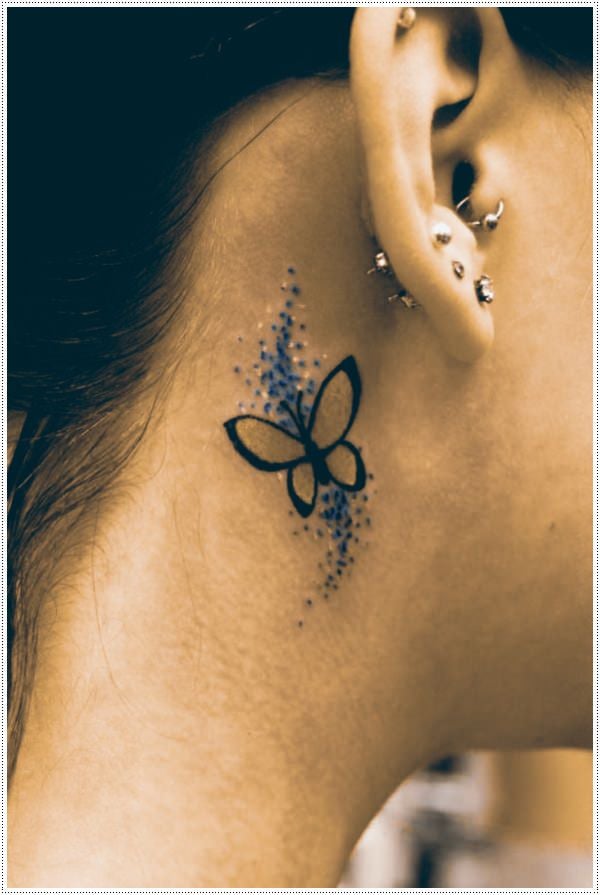 Small-Design-Butterfly-Tattoo-On-Neck